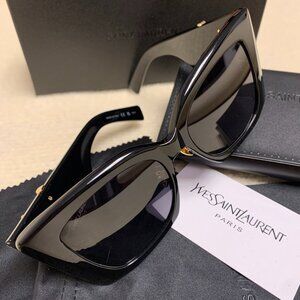 Saint Laurent Oversized Black Sunglasses – Glossy Chic Statement